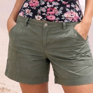 EUC WOMEN’S KHAKI GREEN PATAGONIA RHYTHM ORGANIC COTTON  VINTAGE SHORTS SIZE 8